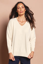The Travel Anti Pilling V Neck Jumper – Snow