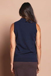 The Travel Anti Pilling Mock Neck Sleeveless Knit – Navy