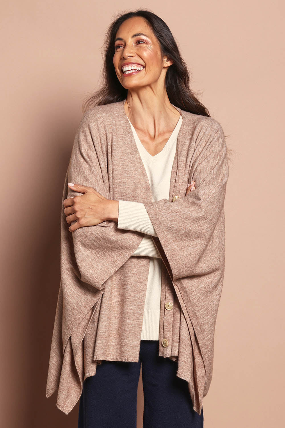 The Travel Anti Pilling 3 Way Poncho – Oatmeal