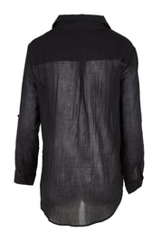 Product shot of the The Go To Comfort Shirt - Black in colour Black, from the back