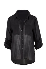 Product shot of the The Go To Comfort Shirt - Black in colour Black, showing detail