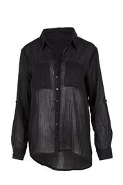 Product shot of the The Go To Comfort Shirt - Black in colour Black, from the front