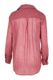 Product shot of the The Go To Comfort Shirt - Dusty rose in colour Dusty Rose, from the back