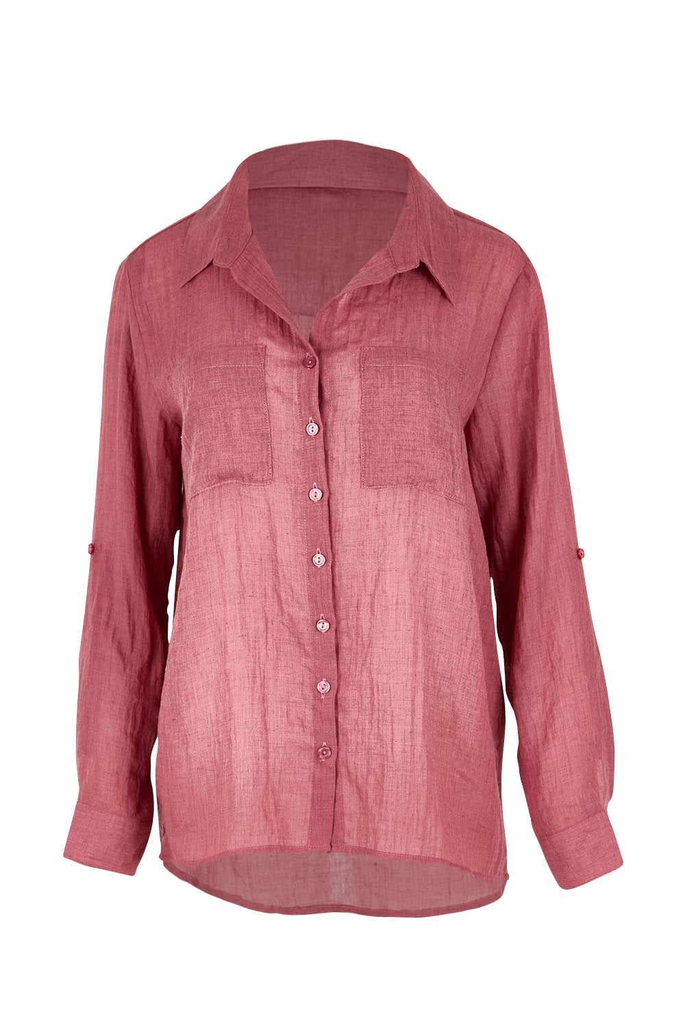 Product shot of the The Go To Comfort Shirt - Dusty rose in colour Dusty Rose, from the front