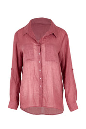 Product shot of the The Go To Comfort Shirt - Dusty rose in colour Dusty Rose, from the front