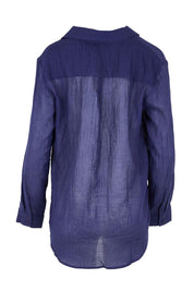 Product shot of the The Go To Comfort Shirt - Navy in colour Navy, from the back
