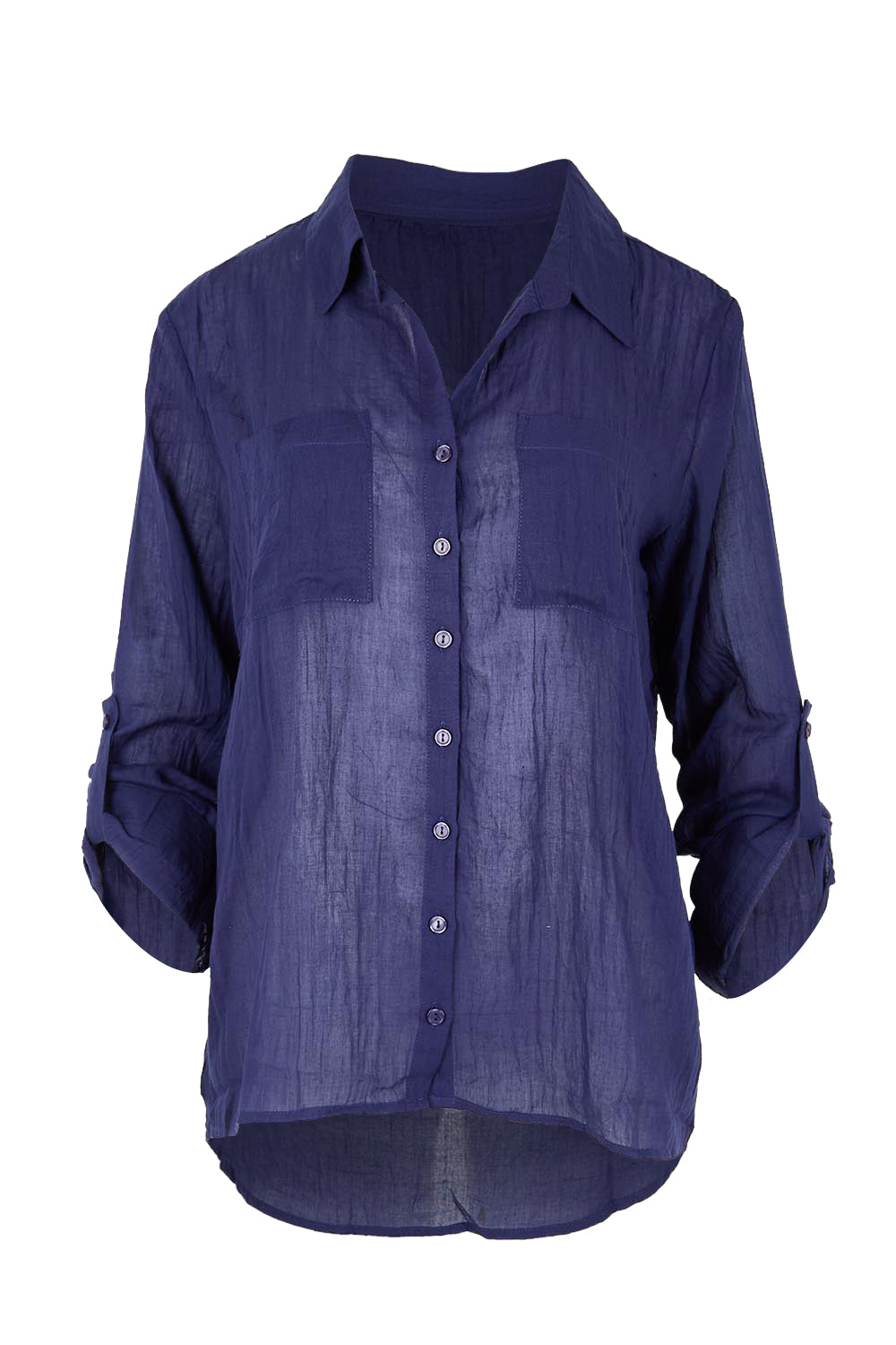 Product shot of the The Go To Comfort Shirt - Navy in colour Navy, showing detail