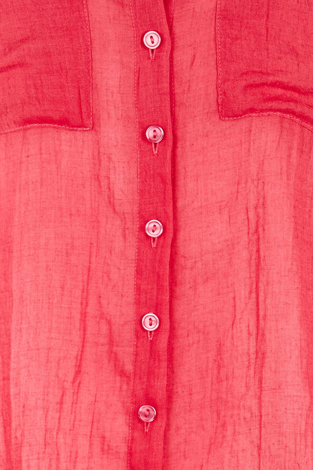 Product shot of the The Go To Comfort Shirt - Raspberry in colour Raspberry, showing detail