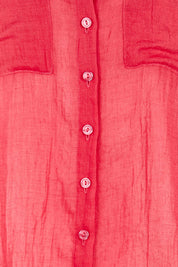 Product shot of the The Go To Comfort Shirt - Raspberry in colour Raspberry, showing detail