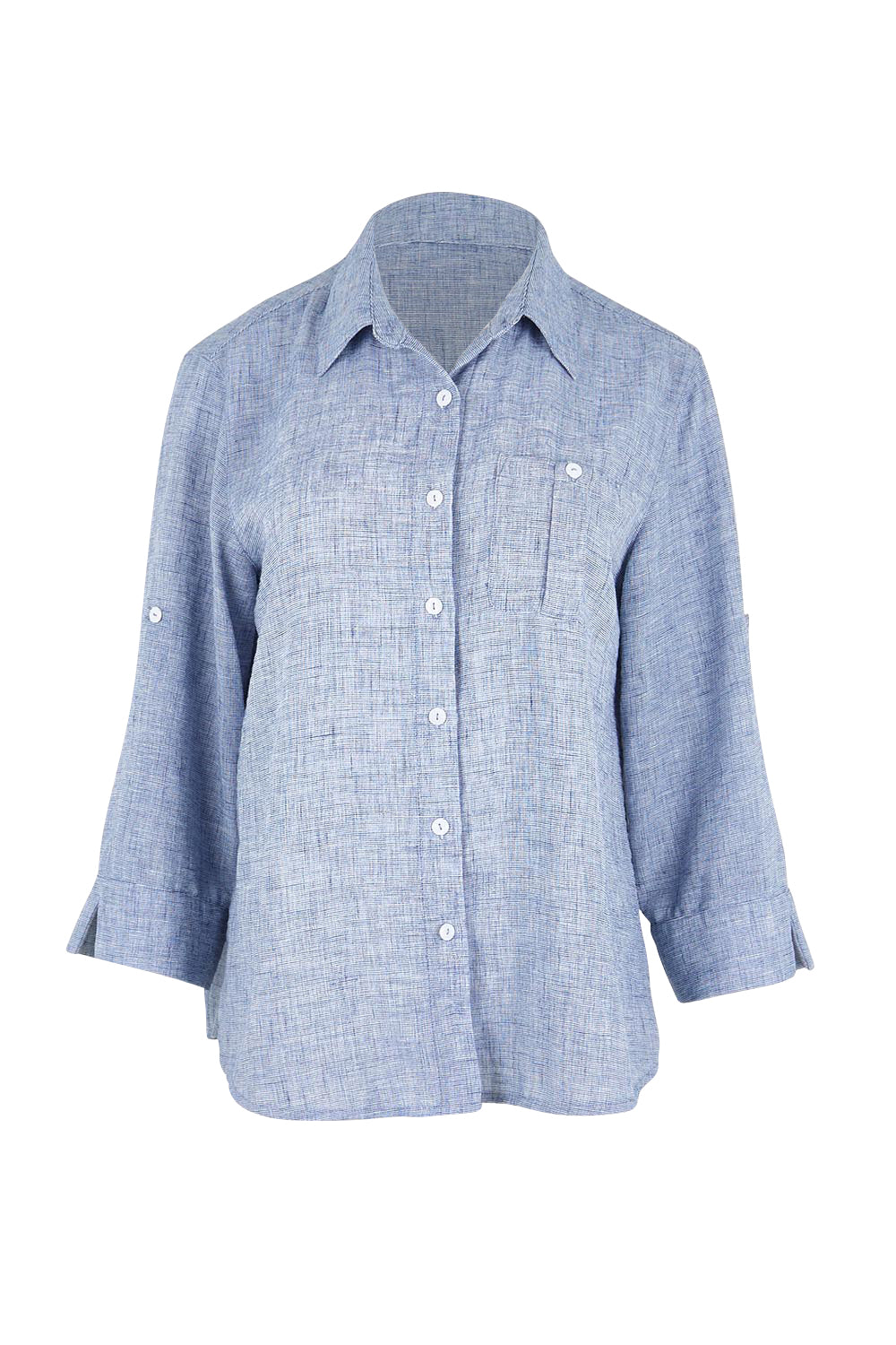 Product shot of the The Easy Wear Shirt  - Navy in colour Navy, from the front