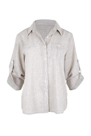 Product shot of the The Easy Wear Shirt  - Oyster in colour Oyster, showing detail