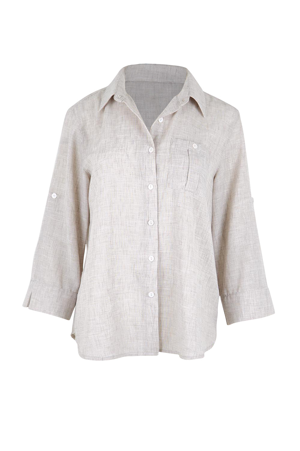 Product shot of the The Easy Wear Shirt  - Oyster in colour Oyster, from the front