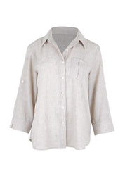 Product shot of the The Easy Wear Shirt  - Oyster in colour Oyster, from the front