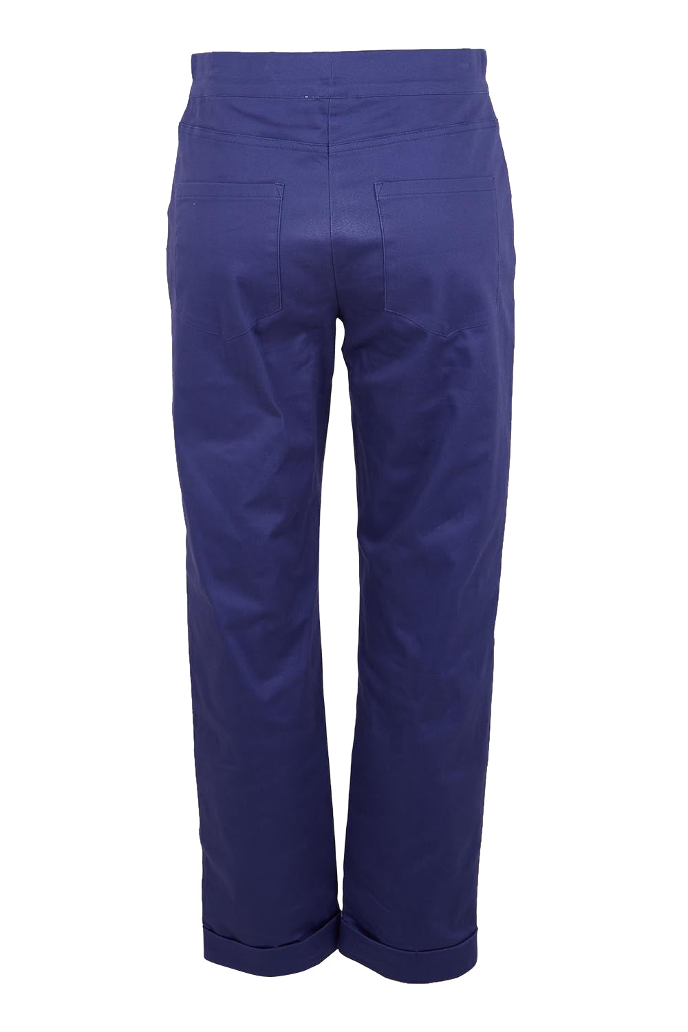 Product shot of the The Teachers Pant With Pockets – Campusblue in colour Campusblue, from the back