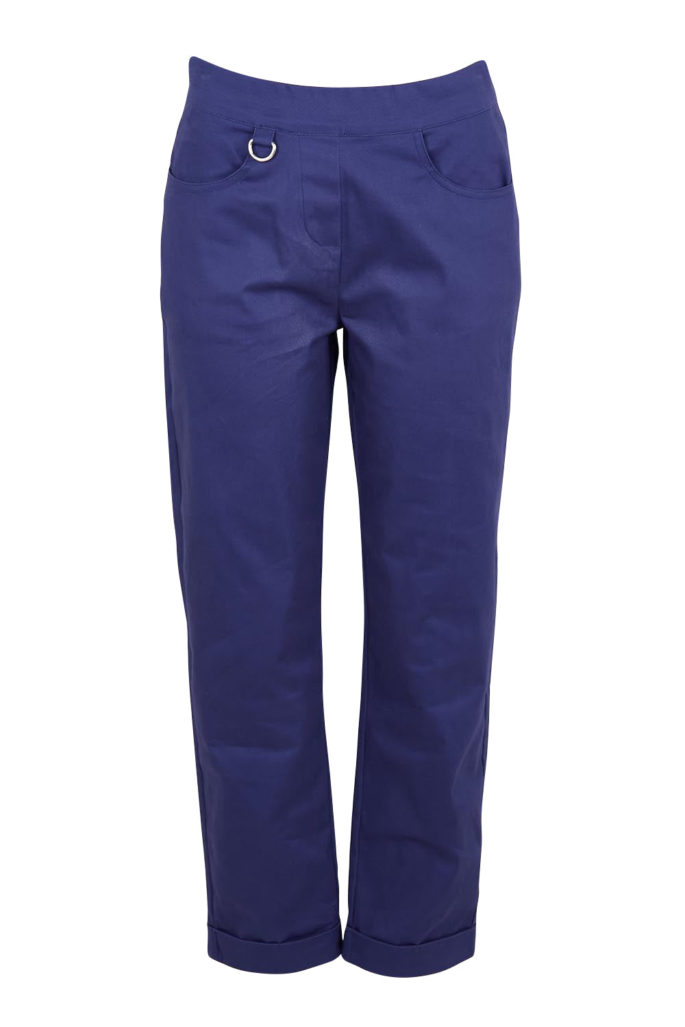 Product shot of the The Teachers Pant With Pockets – Campusblue in colour Campusblue, from the front