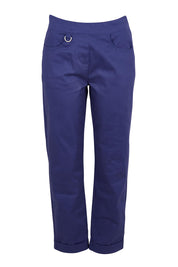 Product shot of the The Teachers Pant With Pockets – Campusblue in colour Campusblue, from the front