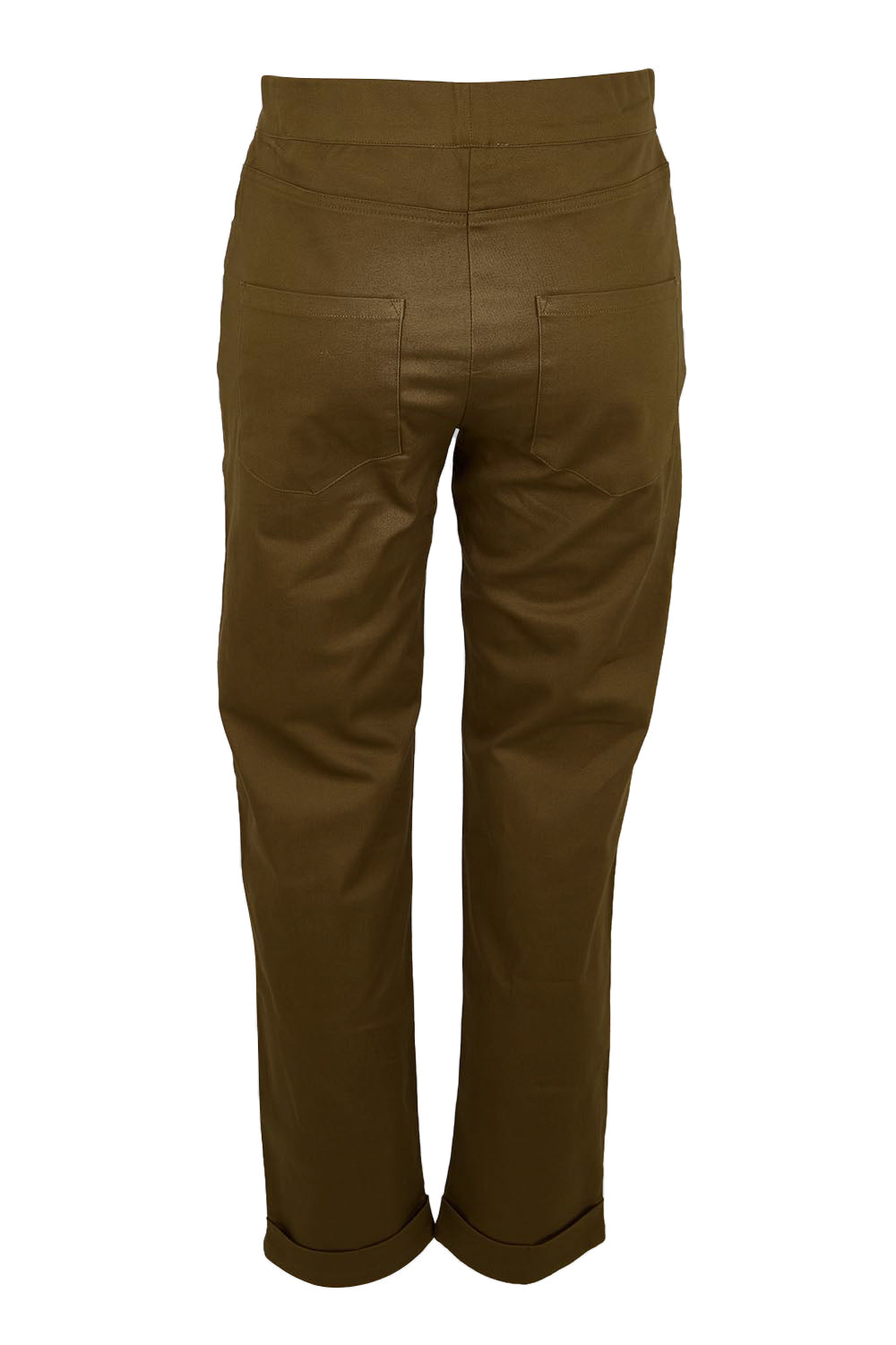 Product shot of the The Teachers Cotton Pant With Pockets – Coffee in colour Coffee, from the back