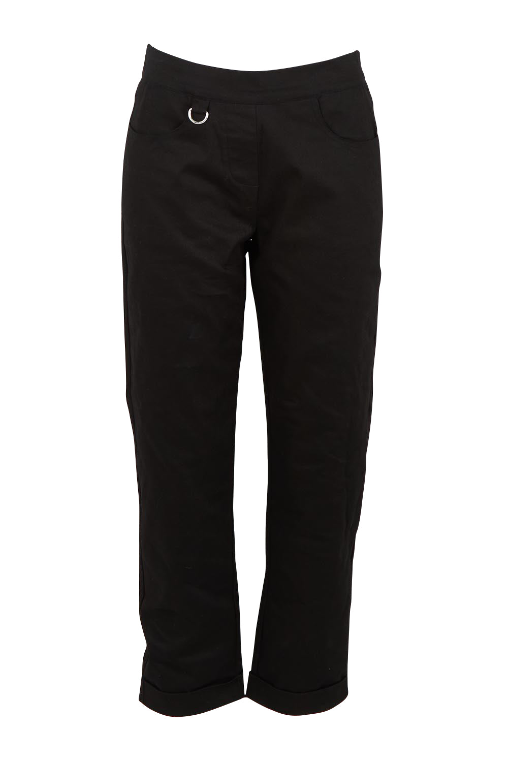 Product shot of The Teachers Pant With Pockets in colour Honorblack (Black), from the front