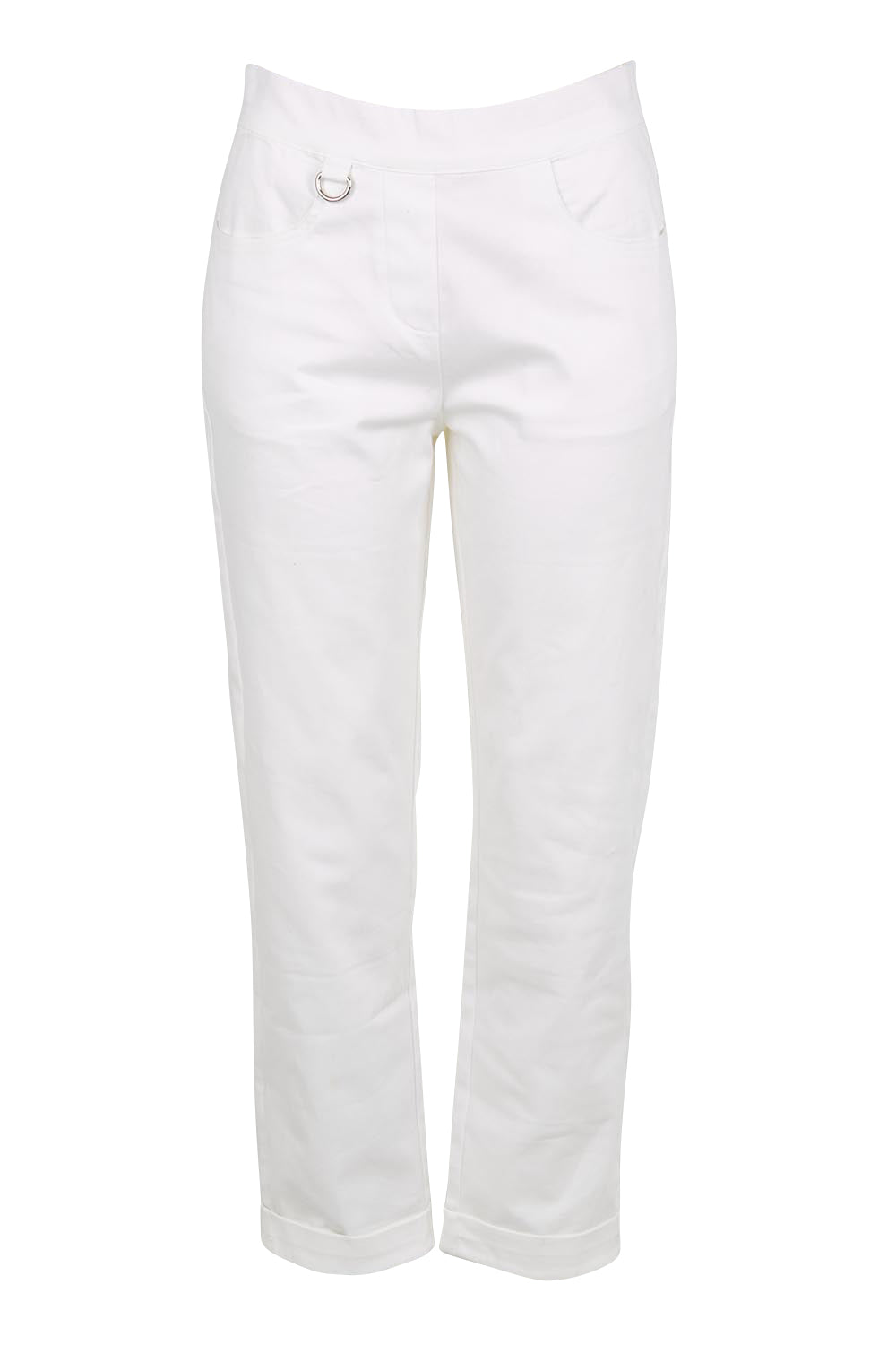 Product shot of the The Teachers Pant With Pockets – White in colour White, from the front