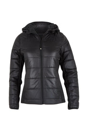 Product shot of The Keepers Puffer Jacket in colour Black (Black), from the front