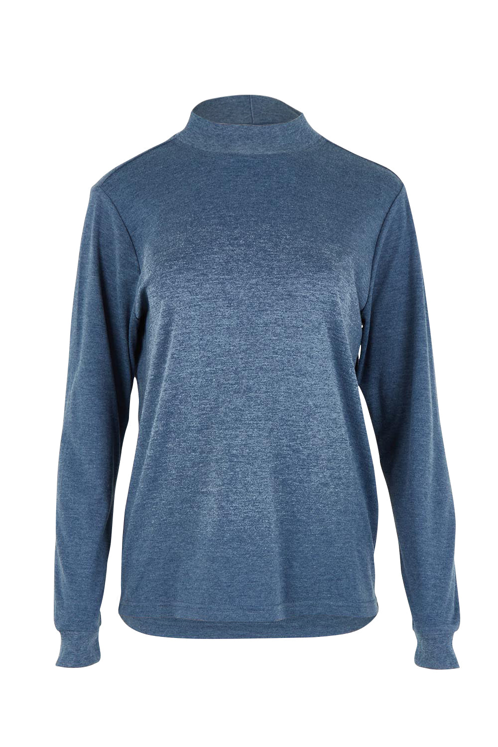 Product shot of The Cotton Blend Skivvy in colour Denimmarle (Blue), from the front