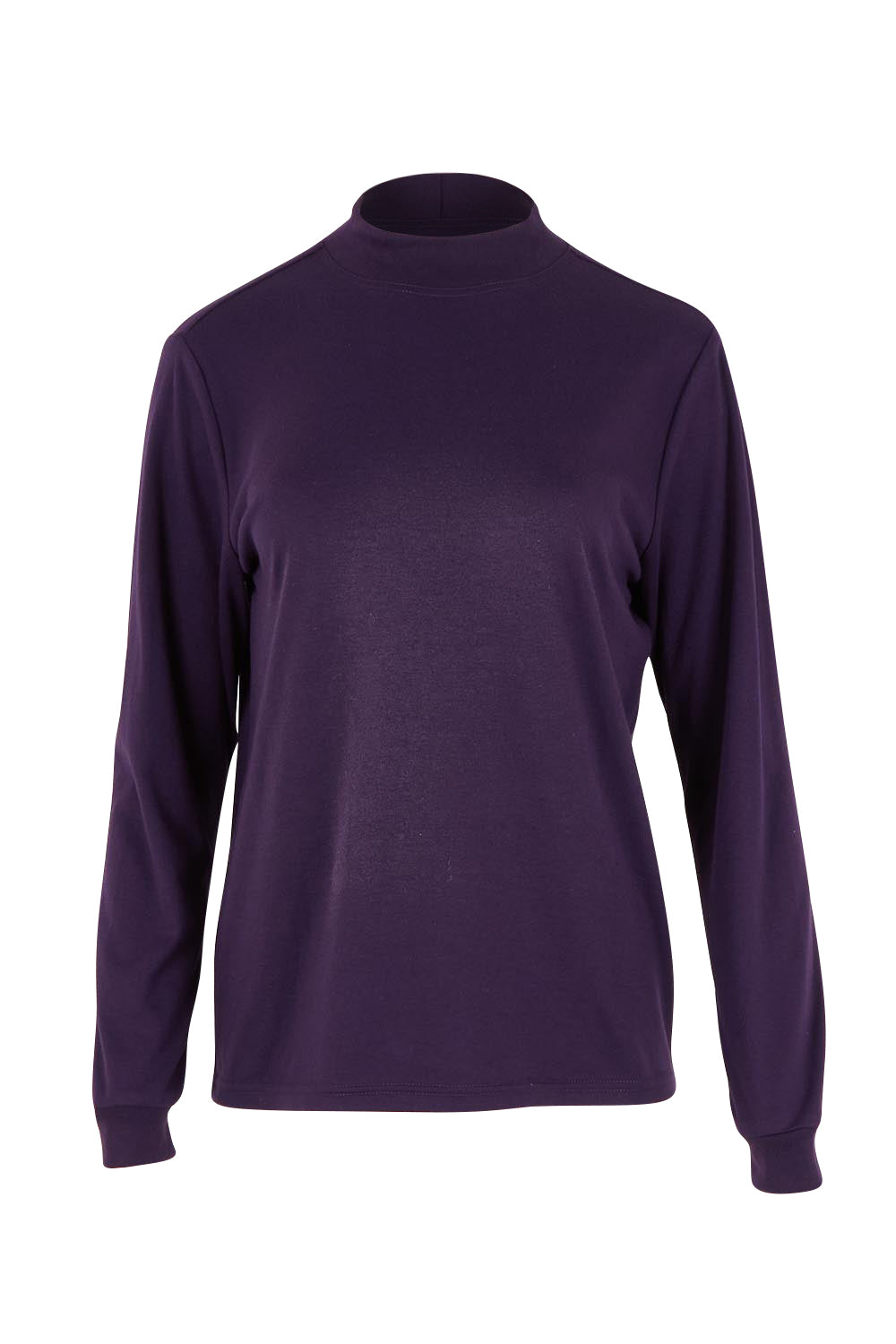 Product shot of The Cotton Blend Skivvy in colour Grape (Purple), from the front