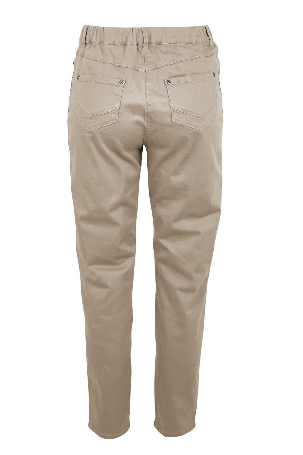 Product shot of the The Cotton Pull On Stretch Comfort Pant – Biscuit in colour Biscuit, from the back