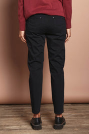 Model Amanda wearing size 10 of The Cotton Pull On Stretch Comfort Pant in colour Black (Black), from the back