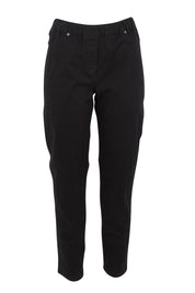 Product shot of The Cotton Pull On Stretch Comfort Pant in colour Black (Black), from the front