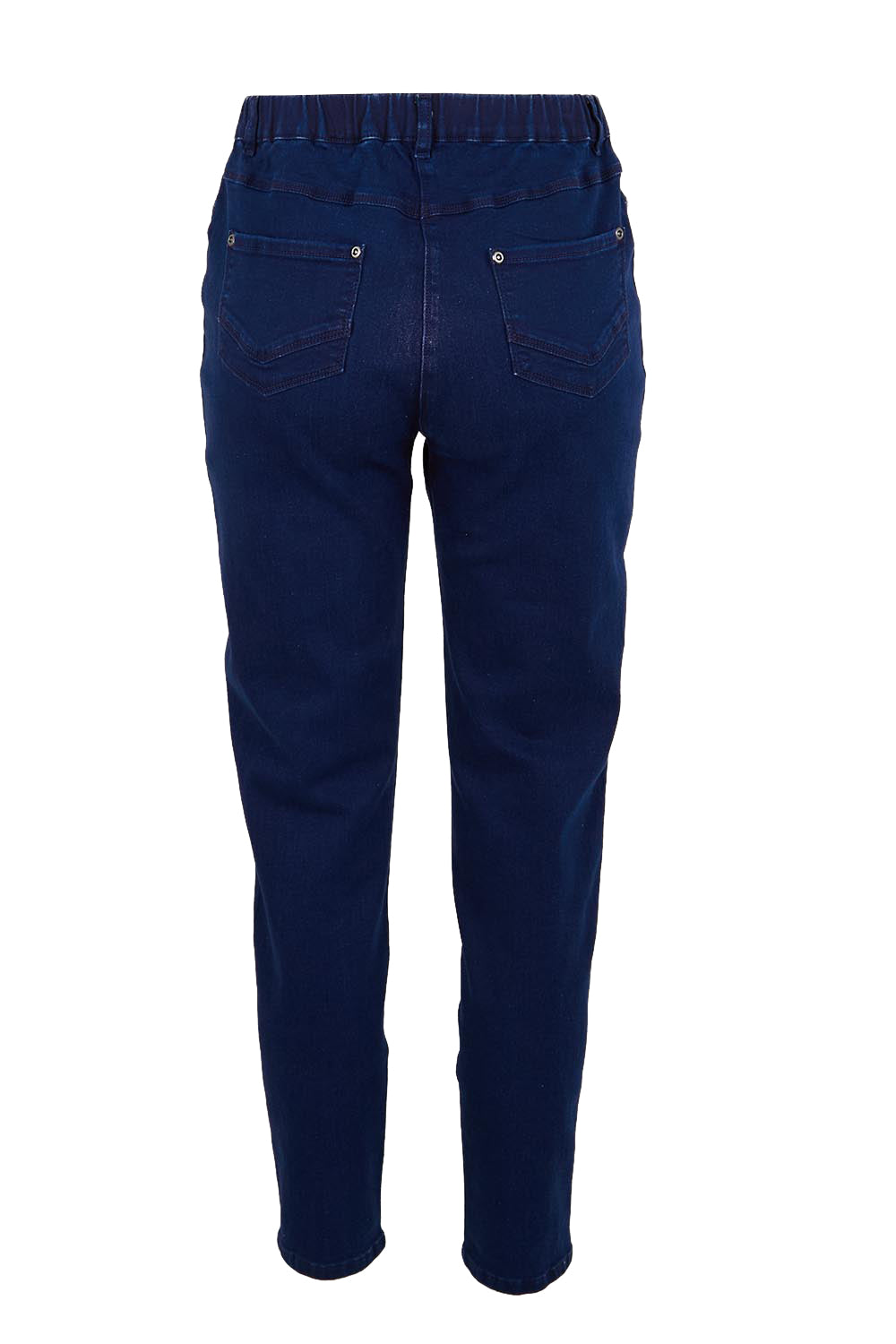 Product shot of the The Cotton Pull On Stretch Comfort Pant – Indigo in colour Indigo, from the back
