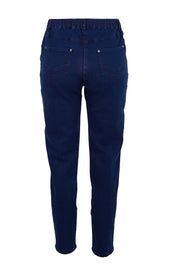 Product shot of the The Cotton Pull On Stretch Comfort Pant – Indigo in colour Indigo, from the back