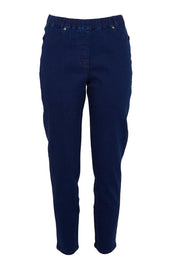 Product shot of the The Cotton Pull On Stretch Comfort Pant – Indigo in colour Indigo, from the front