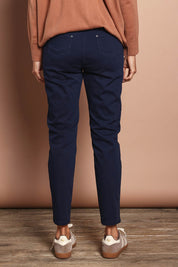 Model Amanda wearing size 10 of The Cotton Pull On Stretch Comfort Pant in colour Navy (Blue), from the back