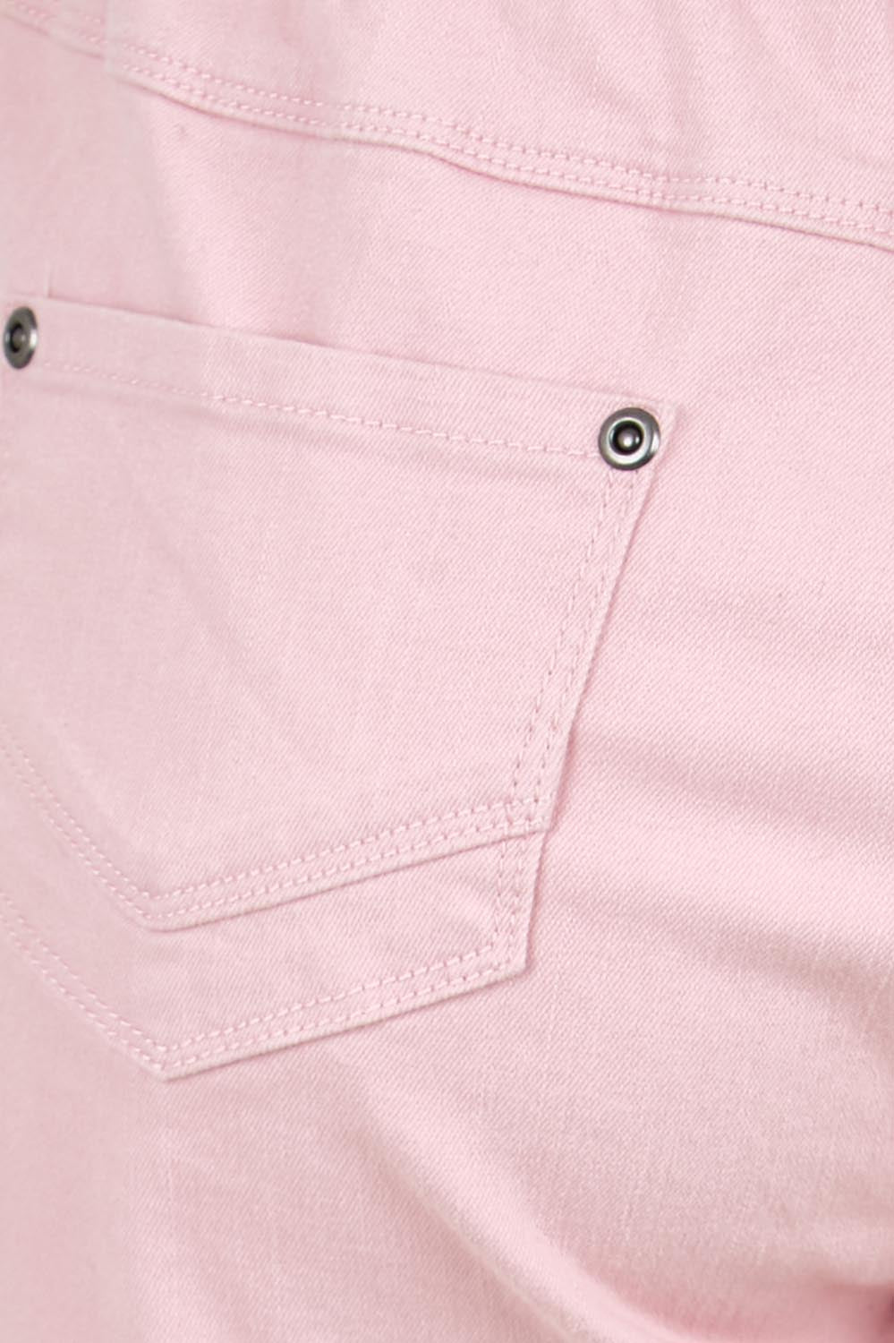 Product shot of the The Cotton Pull On Stretch Comfort Pant – Pink in colour Pink, showing detail