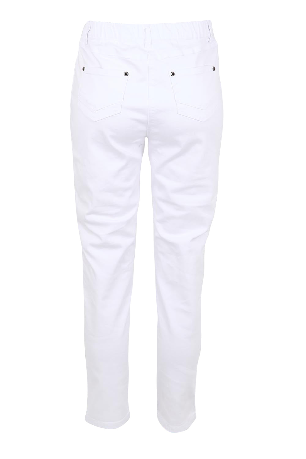Product shot of the The Cotton Pull On Stretch Comfort Pant – White in colour White, from the back