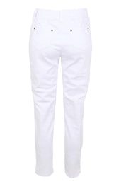 Product shot of the The Cotton Pull On Stretch Comfort Pant – White in colour White, from the back