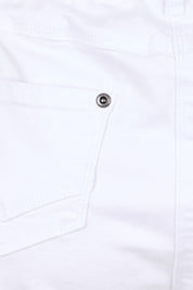 Product shot of the The Cotton Pull On Stretch Comfort Pant – White in colour White, showing detail