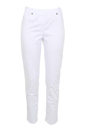 Product shot of the The Cotton Pull On Stretch Comfort Pant – White in colour White, from the front