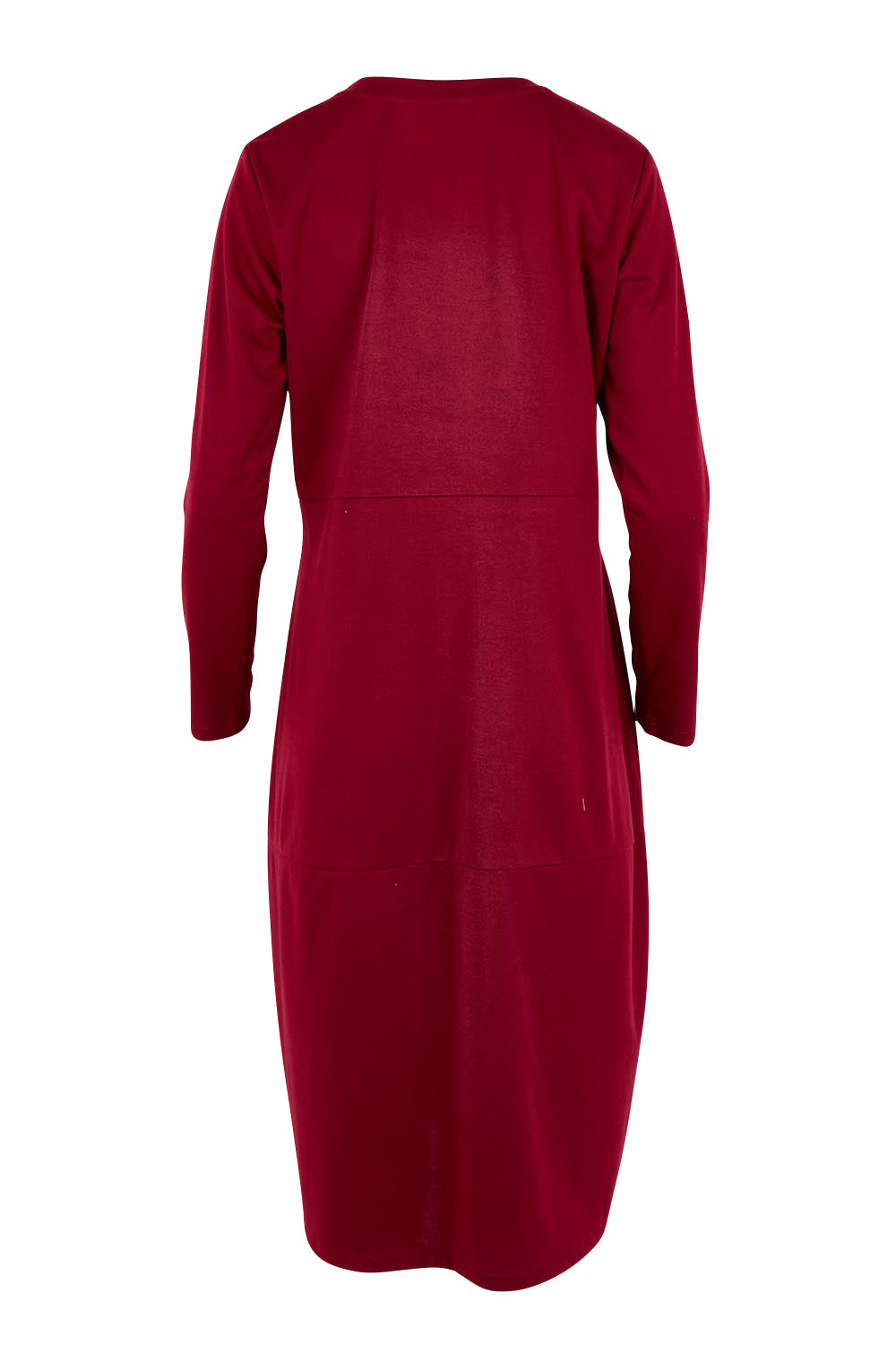 Product shot of The Easy Wear Pocket Dress in colour Port (Red), from the back