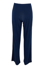 Product shot of The Travel Wide Leg Pant in colour Navy (Blue), from the back