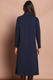 The Cotton Blend Cowl Neck Dress – Navy