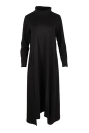 The Cotton Blend Cowl Neck Dress – Black