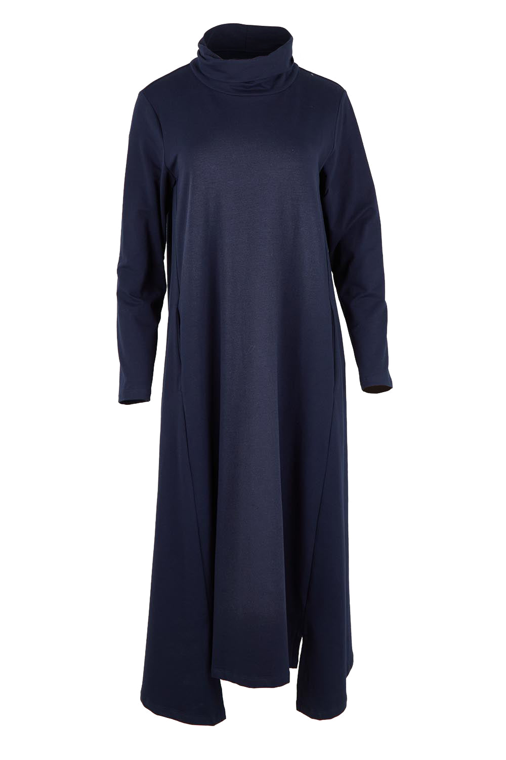 The Cotton Blend Cowl Neck Dress – Navy