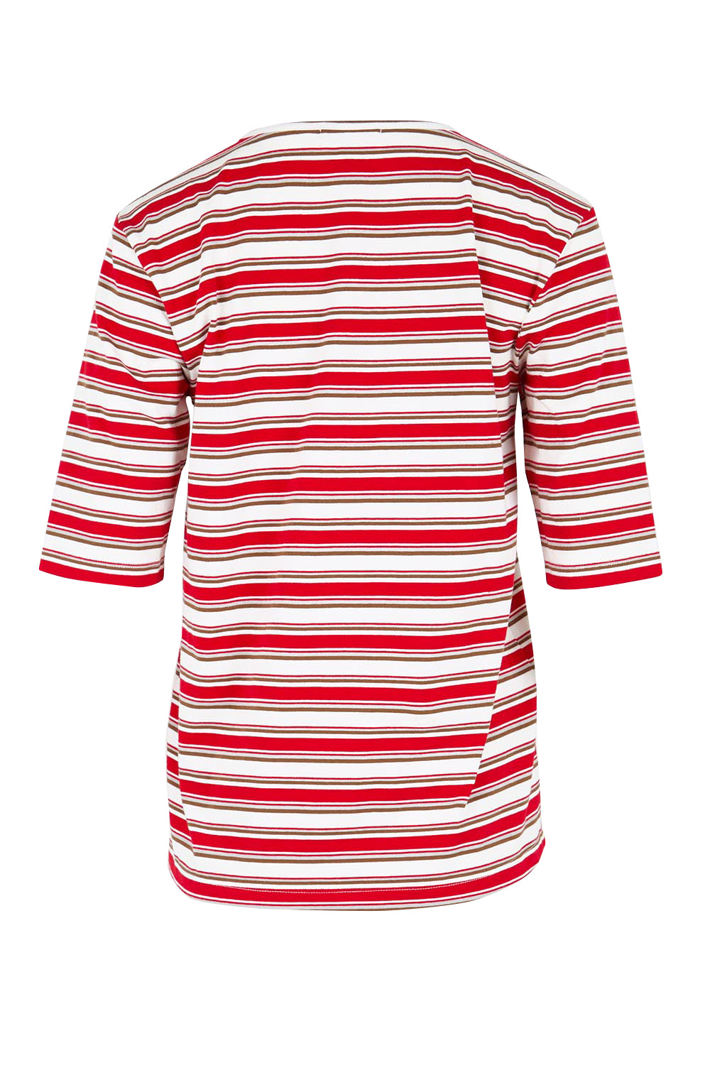 Product shot of the The Classic Cotton Striped Tee – Redwhite in colour Redwhite, from the back