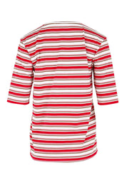 Product shot of the The Classic Cotton Striped Tee – Redwhite in colour Redwhite, from the back
