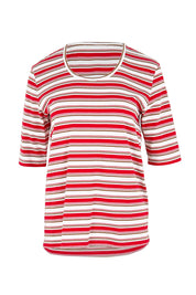 Product shot of the The Classic Cotton Striped Tee – Redwhite in colour Redwhite, from the front