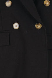 Product shot of the The Classic Double Breasted Blazer – Black in colour Black, showing detail