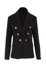 Product shot of the The Classic Double Breasted Blazer – Black in colour Black, from the front