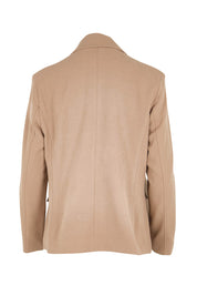 Product shot of the The Classic Double Breasted Blazer – Tan in colour Tan, from the back