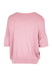 Product shot of the The Essential Knit Tee – Blushcandy in colour Blushcandy, from the back